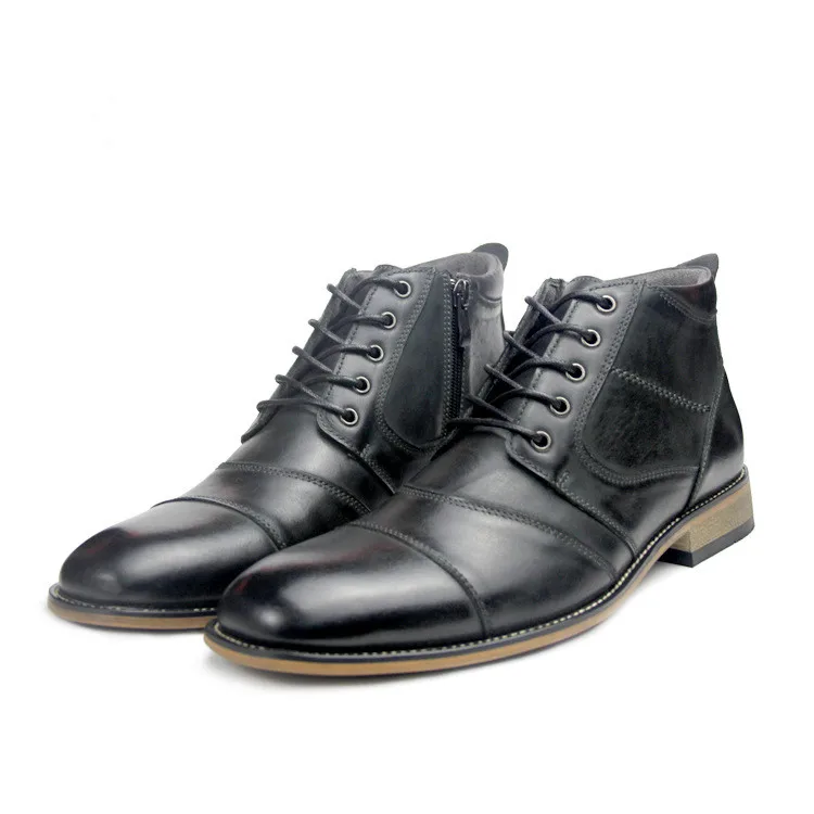 

Nice Pop Men Martins Boots Man Ankle Bots Genuine Leather Handmade Large Size Man lace-up Casual Boots Male Chelsea Botas Hombre