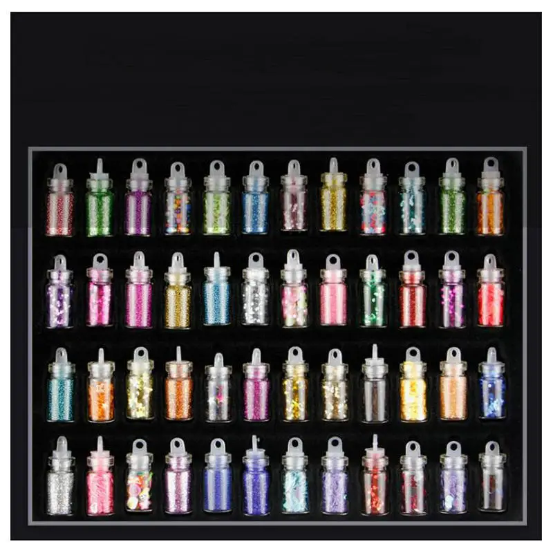 

48 бутылок DIY Блестки для ногтей порошки для творчества штук ювелирные изделия наполнители Кулон Аксессуар Подвески ручной работы пайетки С...