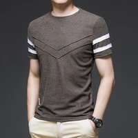 new mens high elastic t shirt korean fashion round neck summer fashion slim short sleeve body men clothing t shirt
