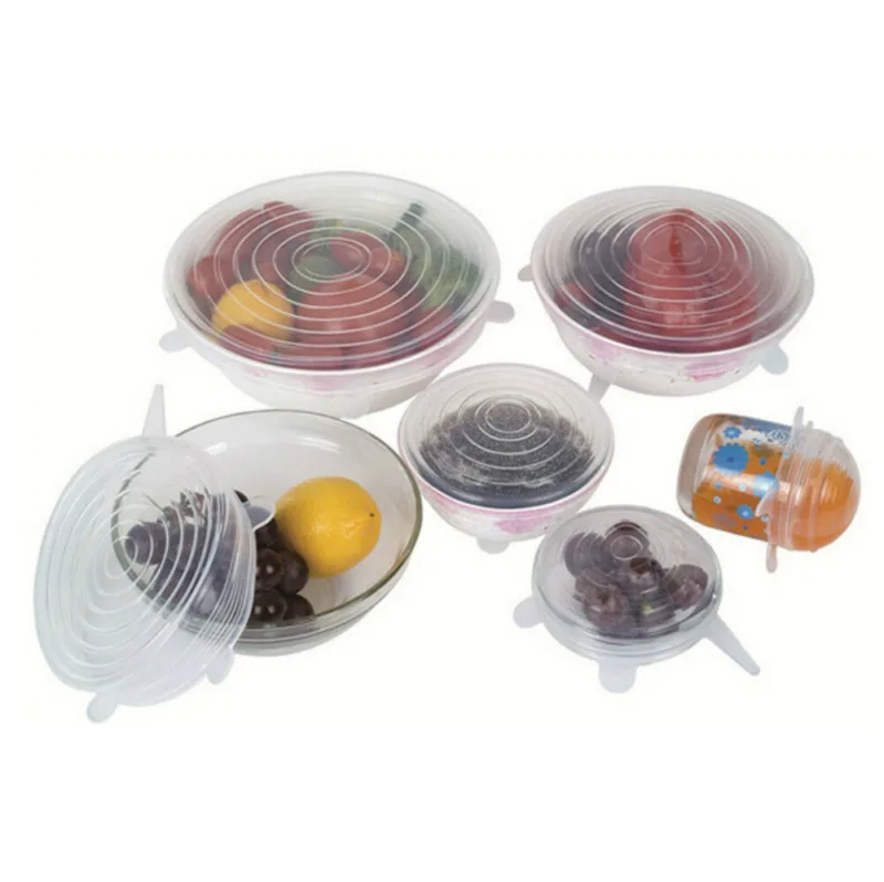 Набор крышек для сохранения свежести многоразовые силиконовые эластичные