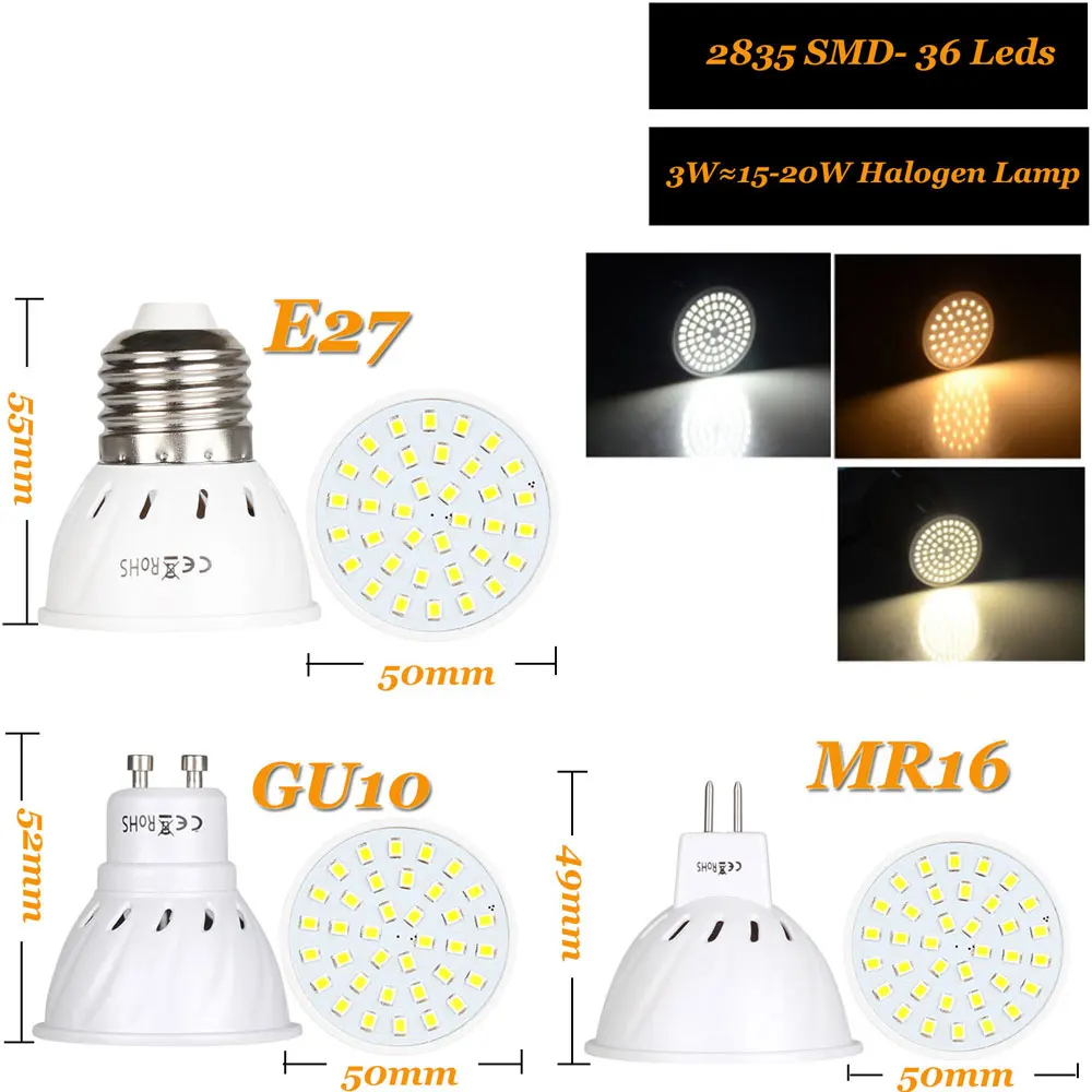 Светодиодная лампа MR16 GU10 3/5/7 Вт 36/54/72 светодиодный|Светодиодные лампы и трубки| |