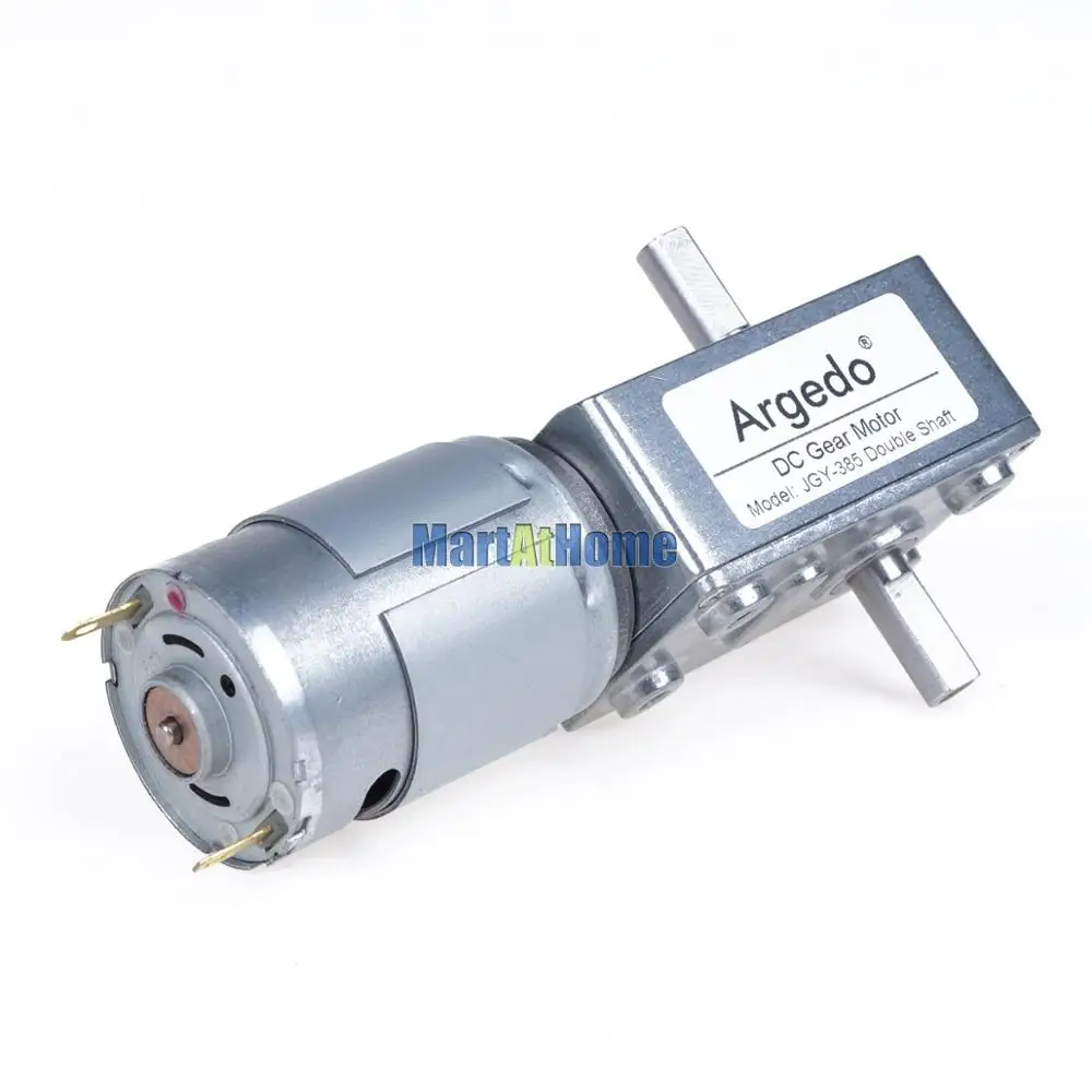 JGY385 Double Shaft Worm DC Gearmotor Speed Reduction Motor Self-locking 6V 12V 24V DC 8~214 RPM 1~30 KG.CM
