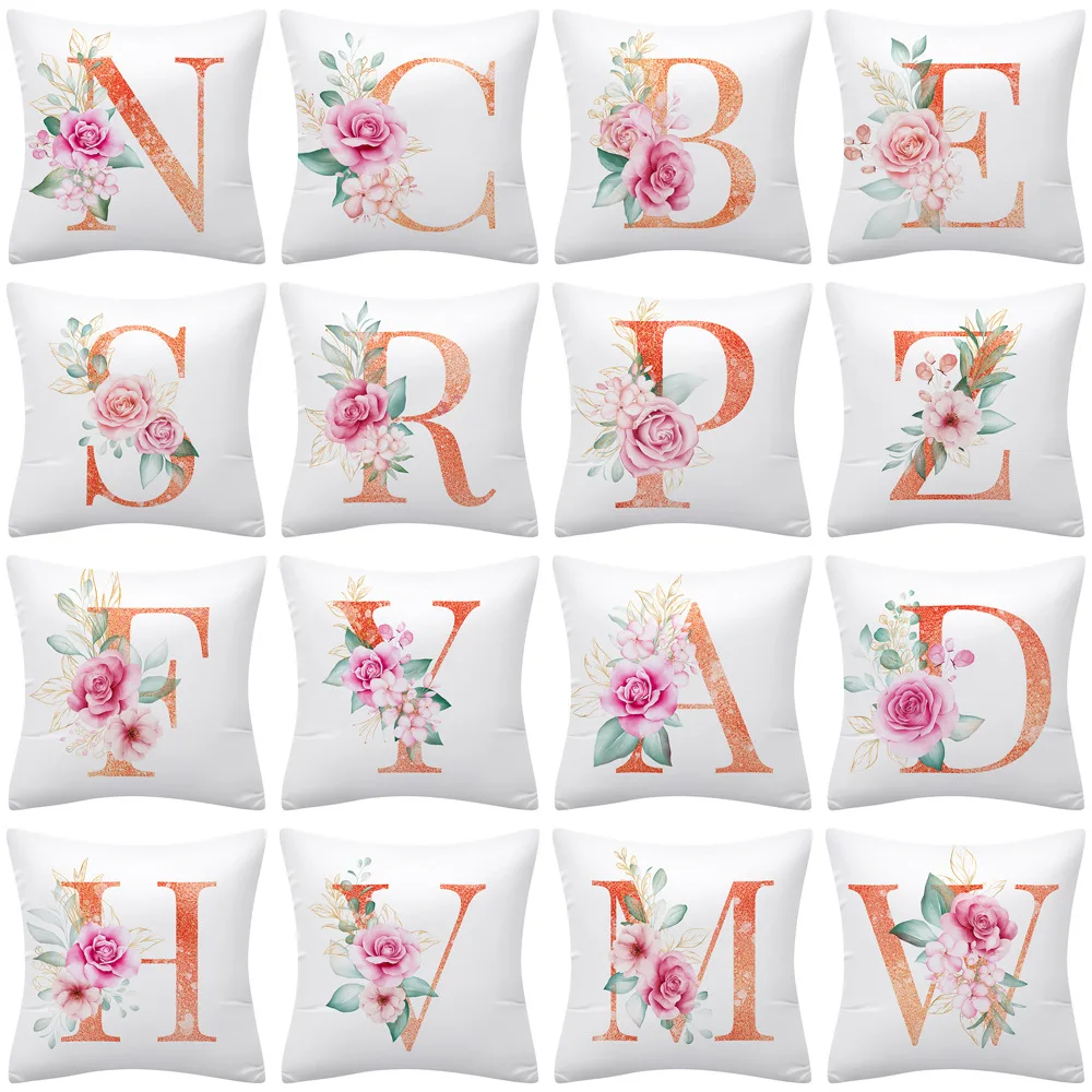 

New Flower Letter Decorative Pillow Cushion Covers Pillowcase Cushions for Sofa Polyester Pillowcover Home Decoration Decor
