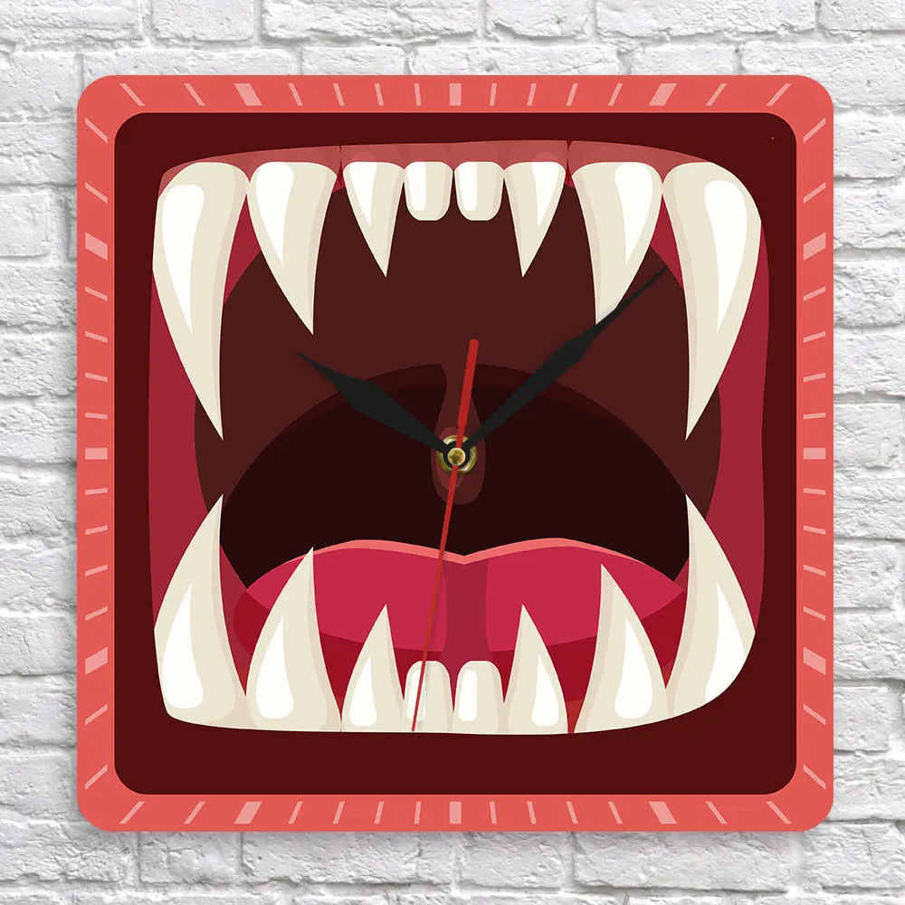 Жуткий рот дети гостиная квадратные настенные часы вампир Дракула страшные