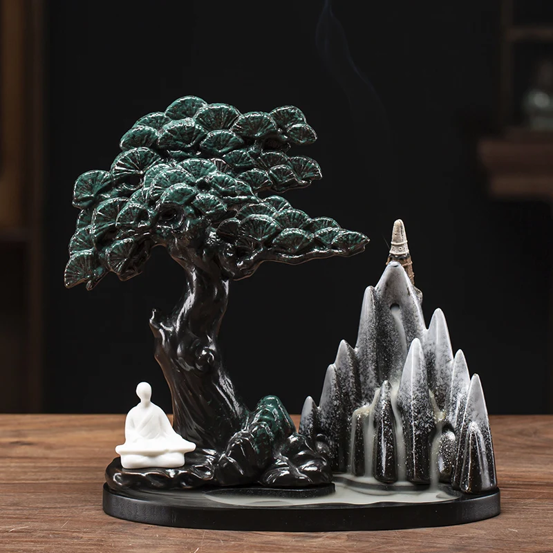 

Statue Backflow Incense Burner Big Cermatic Smoke Fountain Incense Holder Buddha Aromatherapy Incensario Aroma Diffuser EA6XXL