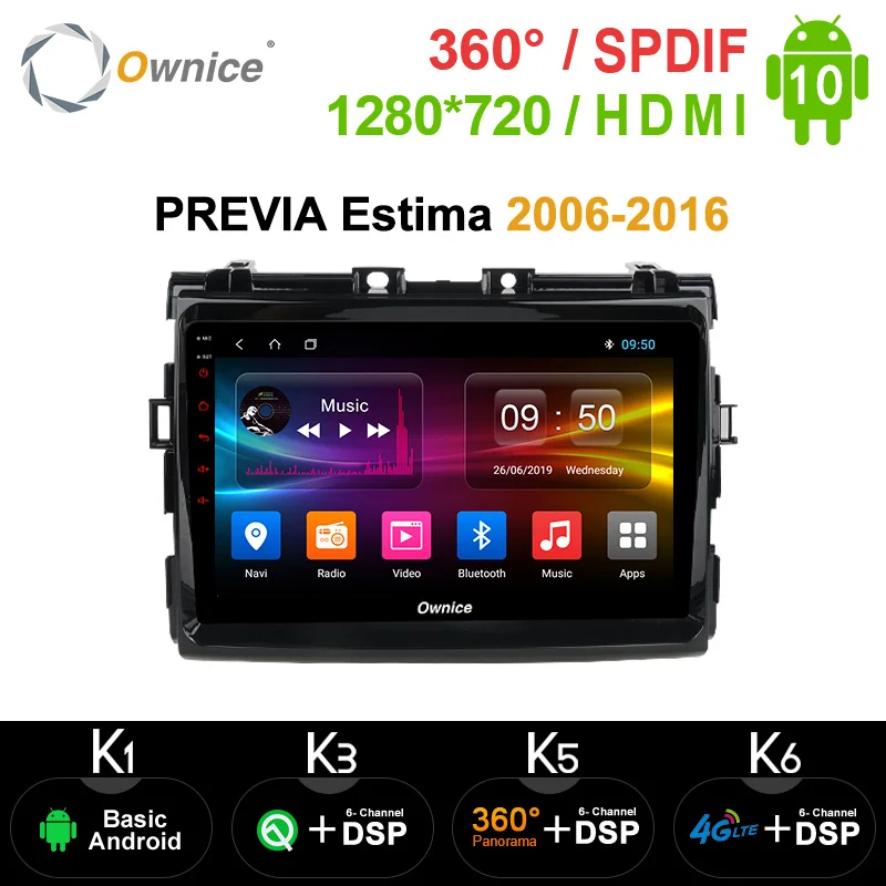 Ownice k3 k5 k6 Автомобильный GPS аудио Радио стерео для Toyota PREVIA estima 2006 2016 NAVI 4G 360 панорама
