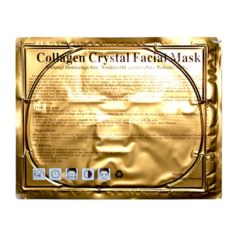 1Pcs 24K Gold Collagen Face Mask Crystal Facial Masks Moisturizing whitening Anti-aging Skin Care Korean Cosmetics | Красота и