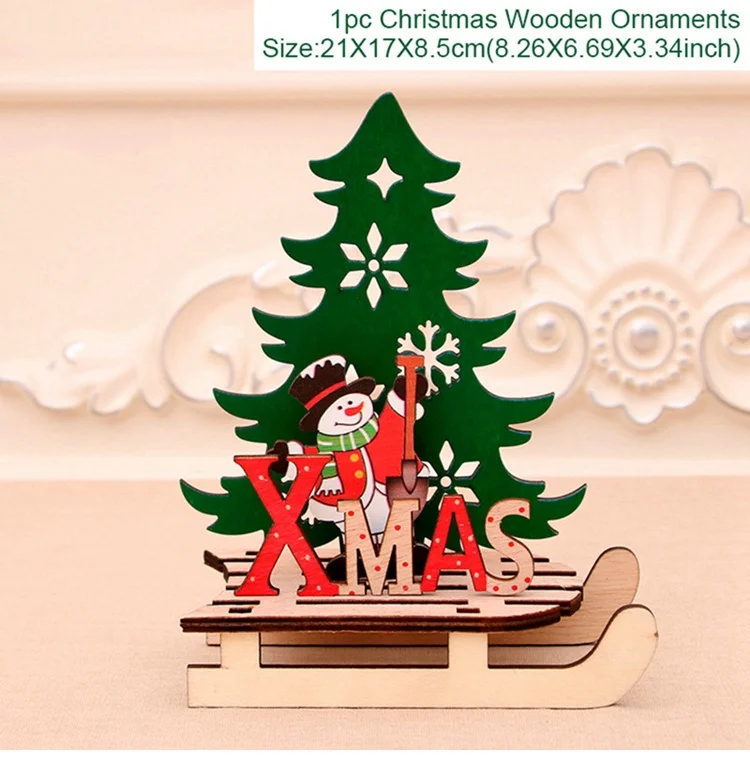 Wooden Tree 5 FENGRISE Elk деревянные рождественские украшения для дома рождественские украшения Дерево Санта Клаус украшения Navidad счастливый год - Цвет: Wooden Tree 5