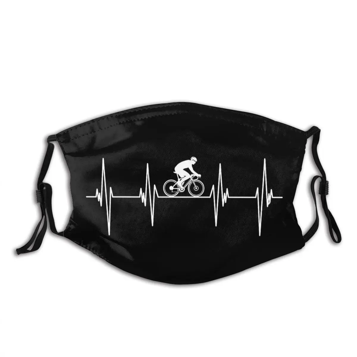 

Road Cyclist Heartbeat Bike Lover Sports Washable Mouth Face Mask Windproof Dust Proof with Filters Earloop Protection Cover