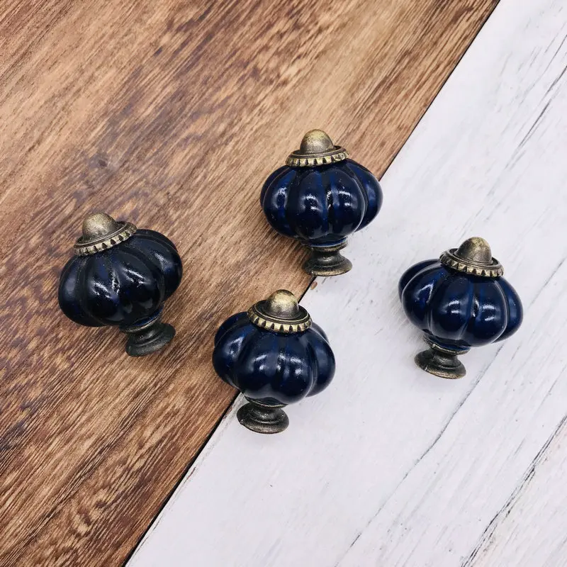 8 шт. в европейском стиле кобальтовые синие керамические ручки форме тыкв