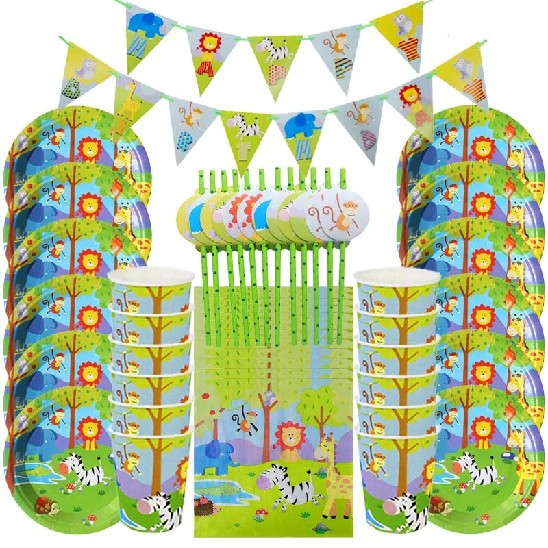 

12pcs Jungle Safari Animals Paper Gift Bags Handbags Treat Birthday Party Decorations Kids Baby Shower Packing Bag Forest Theme