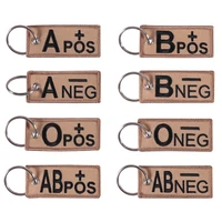 3d embroidery blood type keychains for group tactical military badge chapter ababo front pos negative neg blood type keyring