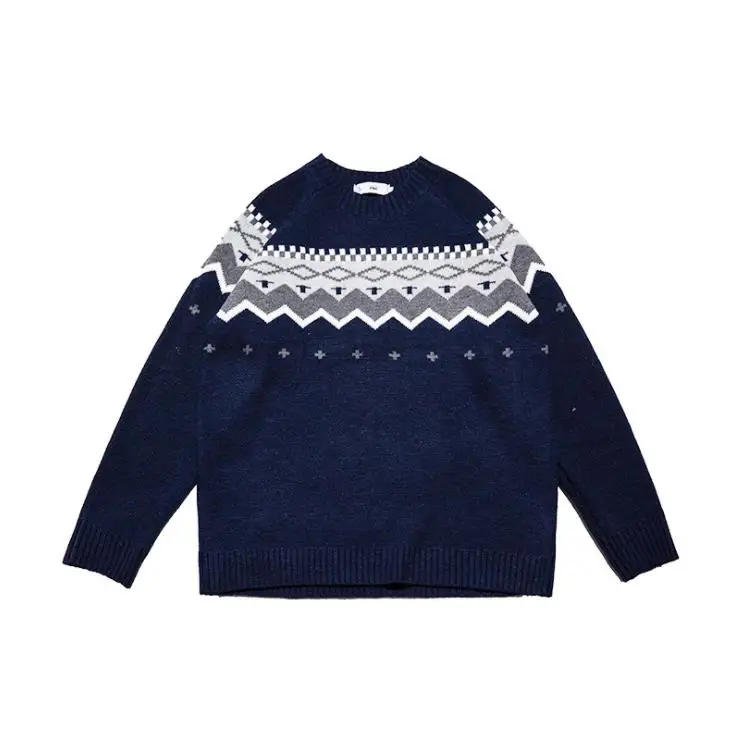 Мужской Модный осенне-зимний свитер повседневный полосатый пуловер с круглым