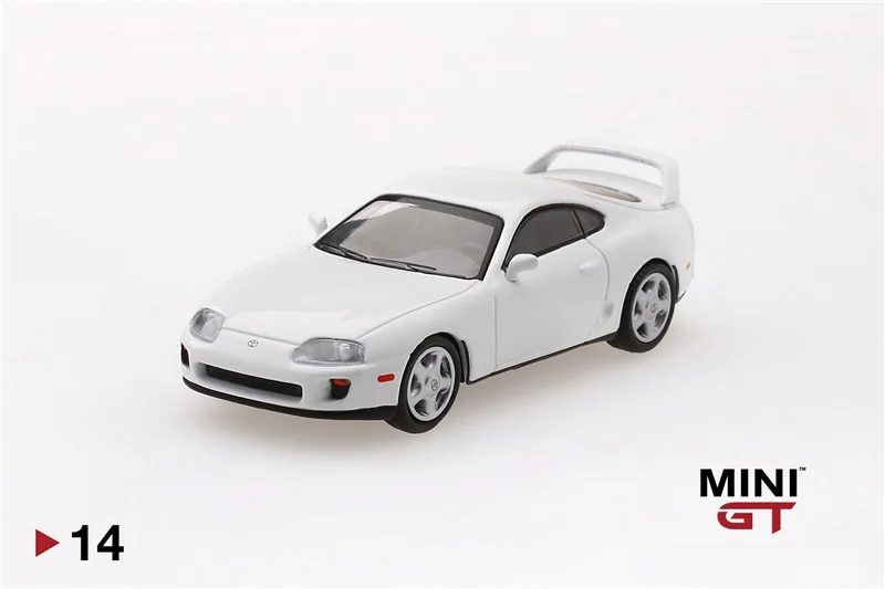 White LHD Мини GT 1: 64 Тойота Супра(JZA80) Супер белый литой модельный автомобиль - Цвет: White LHD