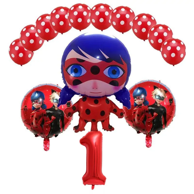 Balloons-31-14pcs 6 шт./компл. из мультфильма, популярная яркая детская одежда с рисунком "Божья коровка" Фольга воздушные шары День рождения украшения божья коровка гелиевый Майларовый и 32 дюймов шара с цифрой - Цвет: Balloons-31-14pcs