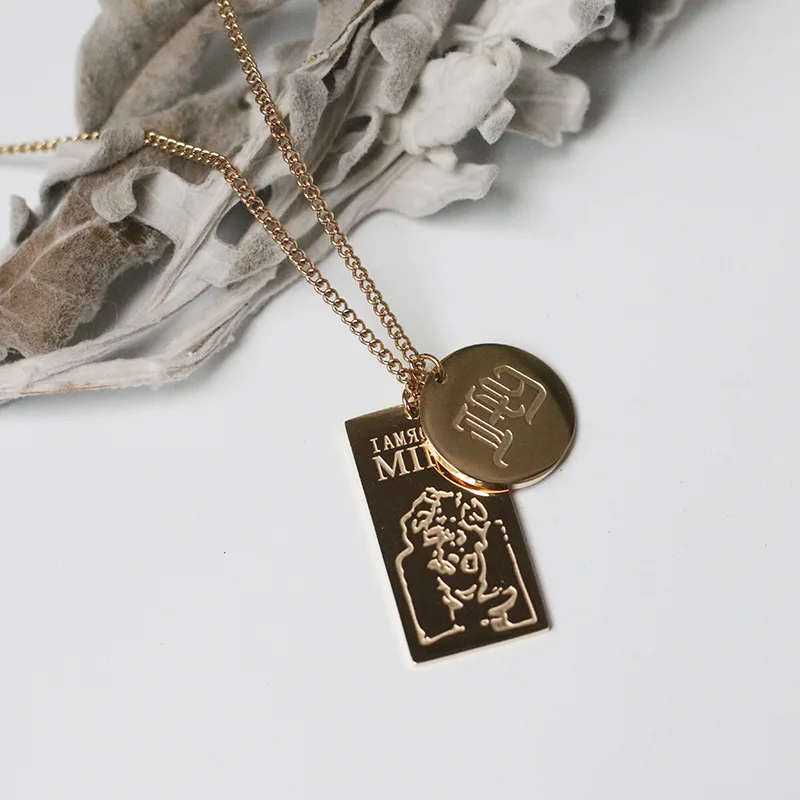Женское богемное ожерелье с подвеской Amaiyllis буквами и квадратными картами |