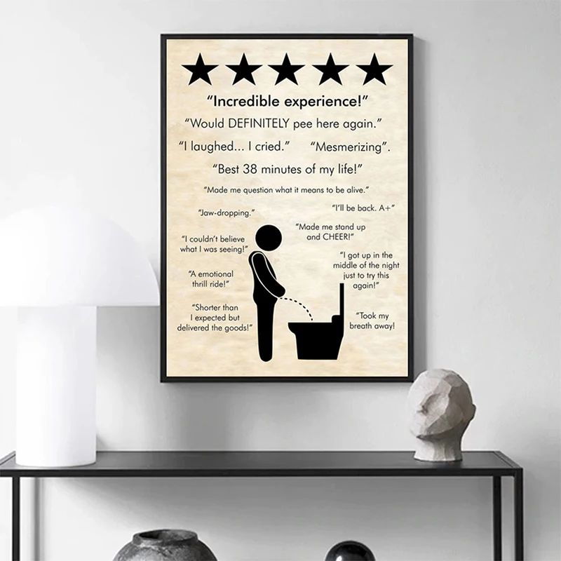 Невероятная картина на холсте с печатным изображением логотипа иконки туалета как художественное украшение на стене в ванной без границы.