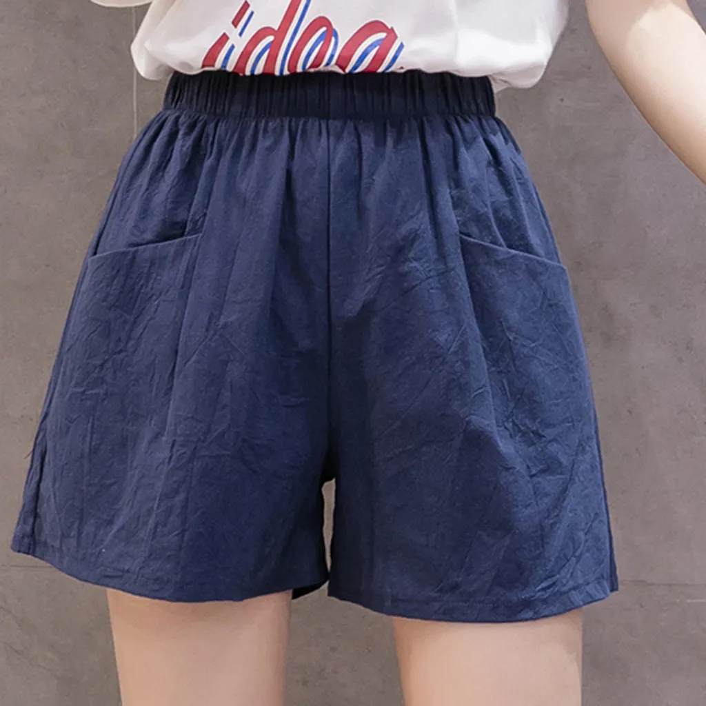 

Women Summer Flax Shorts Cotton And Linen Trousers High Waist Lady's Loose And Comfortable Hot Breeches Girls' Casual Garments