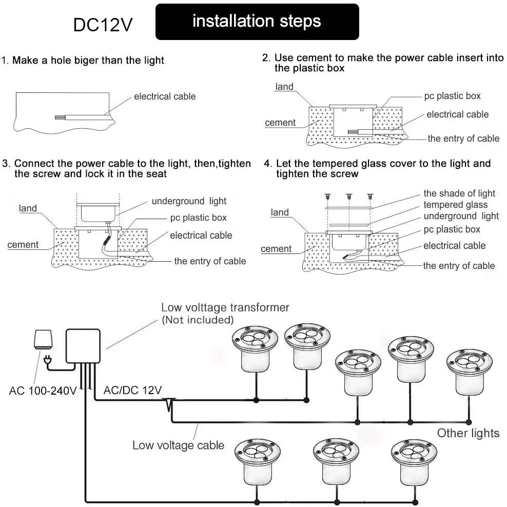 Светодиодный подземный светильник RGB 3 Вт 5 12 В постоянного тока для улицы сада