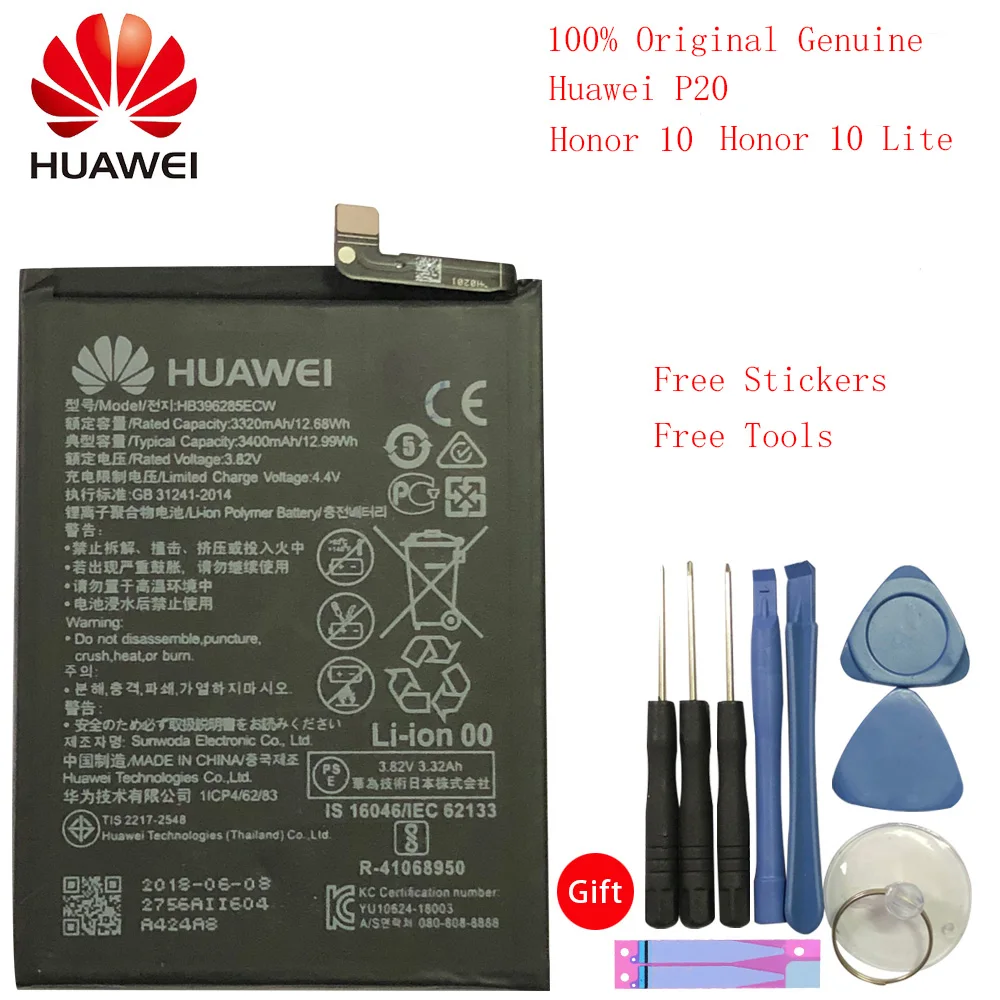 3400 мА/ч, HB396285ECW Батарея huawei P20 для Honor 10 COL-AL00 COL-AL10 COL-TL00 COL-TL10 COL-L29 Батарея+ инструмент