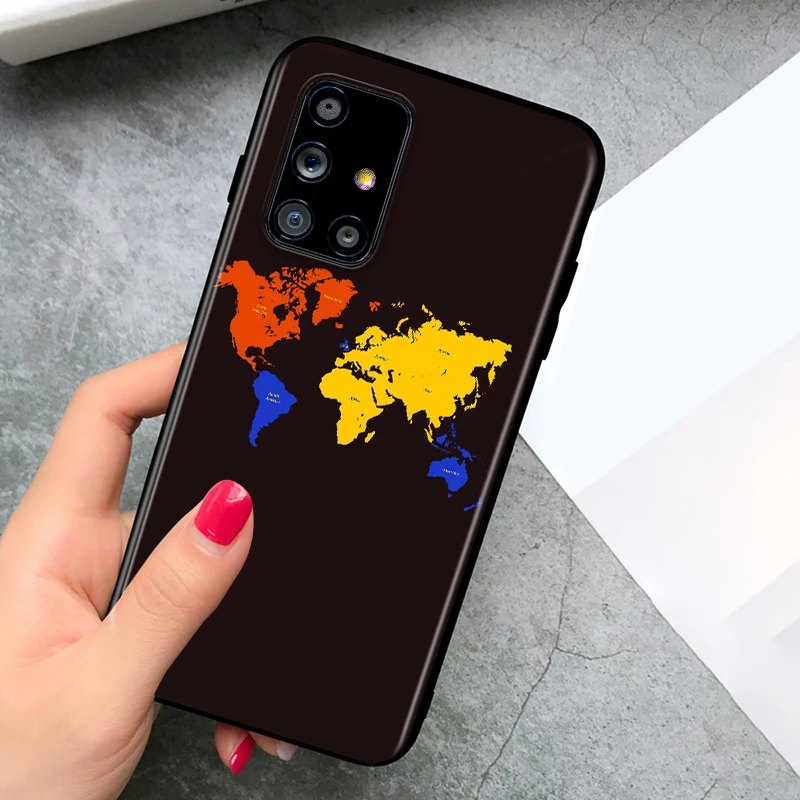 

Travel World Map for Samsung Galaxy A91 A81 A71 A72 A51 A52 A42 A41 A31 A21 A12 A11 A01 UW Black Phone Case