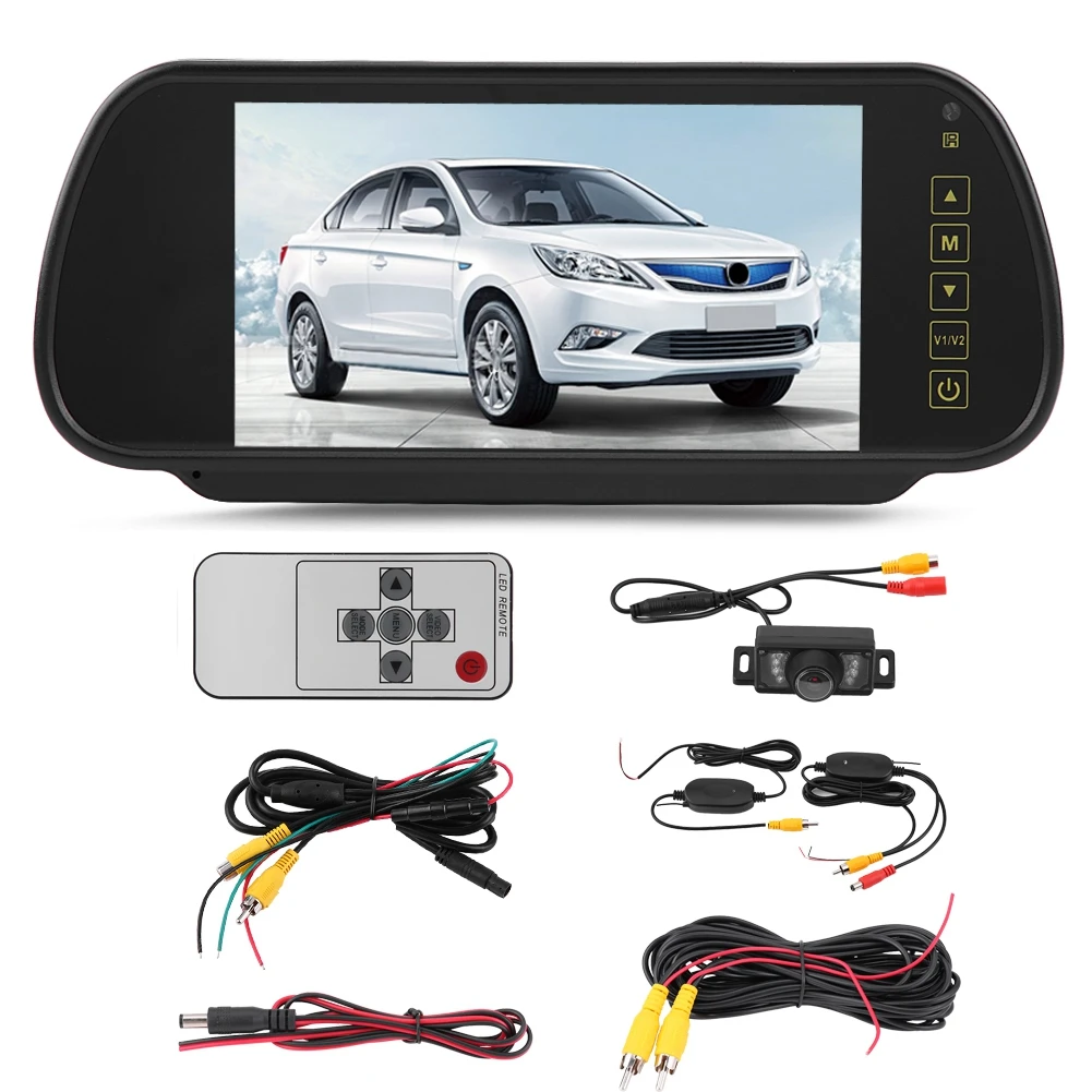 

ЖК-монитор Беспроводной, 7 дюймов, ИК-светодиодная подсветка, камера заднего вида для парковки задним ходом, комплект с дистанционным управл...