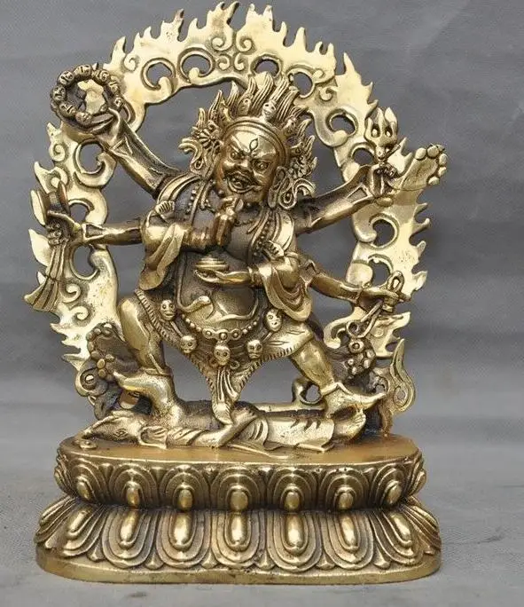 

Tibet brass copper Nepal 6 arms Vajrapani Mahakala Wrathful Deity Buddha Statue
