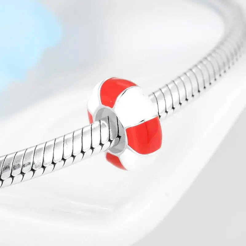 

925 Sterling Silver green leaf and pink flower fine spacer stopper beads Fit Original European Charm Bracelet Jewelry making