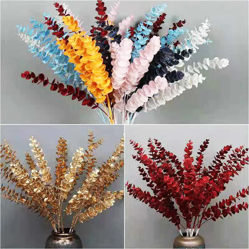 

10pcs Artificial Eucalyptus Leaves Fake Plants Flower Wedding Bouquets Festival Decoration Home Garden Greenery Plant Decor