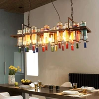 retro loft wine bottle iron pendant light american vintage creative hair salon restaurant bar cafe shop industrial style lamp