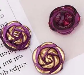 10pcs 10pcs Crystal Buttons Candy Color Gold Edge Clear Rose Flower Acrylic Buttons for Decoration Handmade Craft Sewing Accessories - Цвет: 10pcs