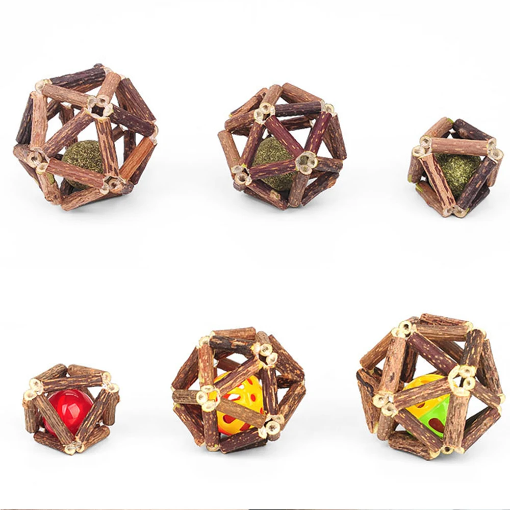 

Catnip Ball Cat Toys Interactive Toy For Kitten Cleaning Cats Teeth Healthy Catnip Wooden Balls Pet Supplies Cat Accessories