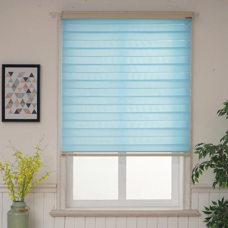 Прозрачные полосатые жалюзи с ракушкой двухслойные светоотталкивающие оконные