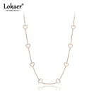Модное ожерелье Lokaer из титановой нержавеющей стали с фианитами и кристаллами для женщин и девушек, шикарное Очаровательное ожерелье с подвеской N19202