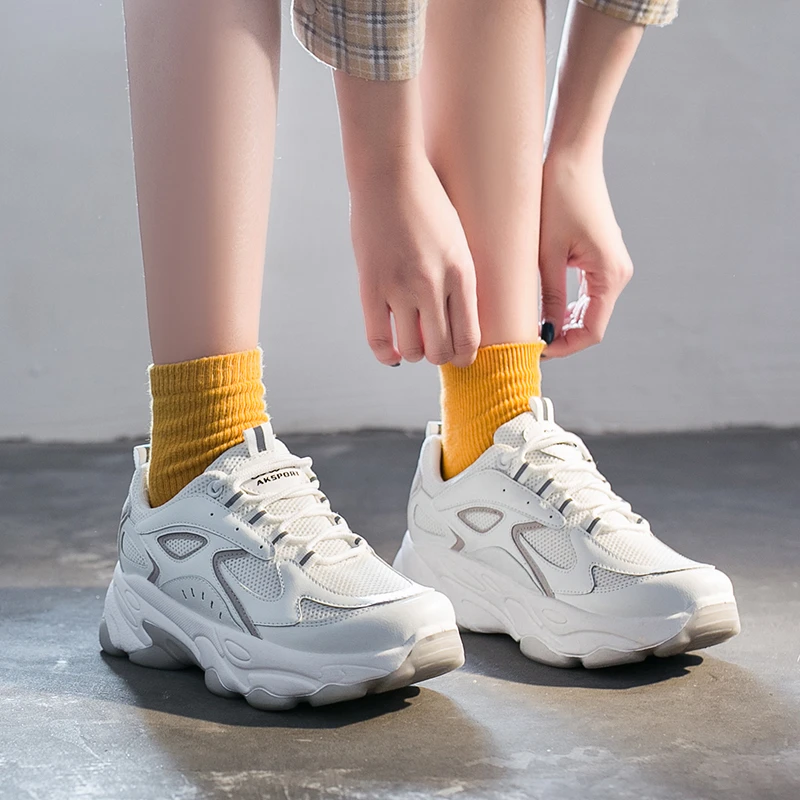 Кроссовки женские на платформе дышащие Вулканизированная подошва повседневная