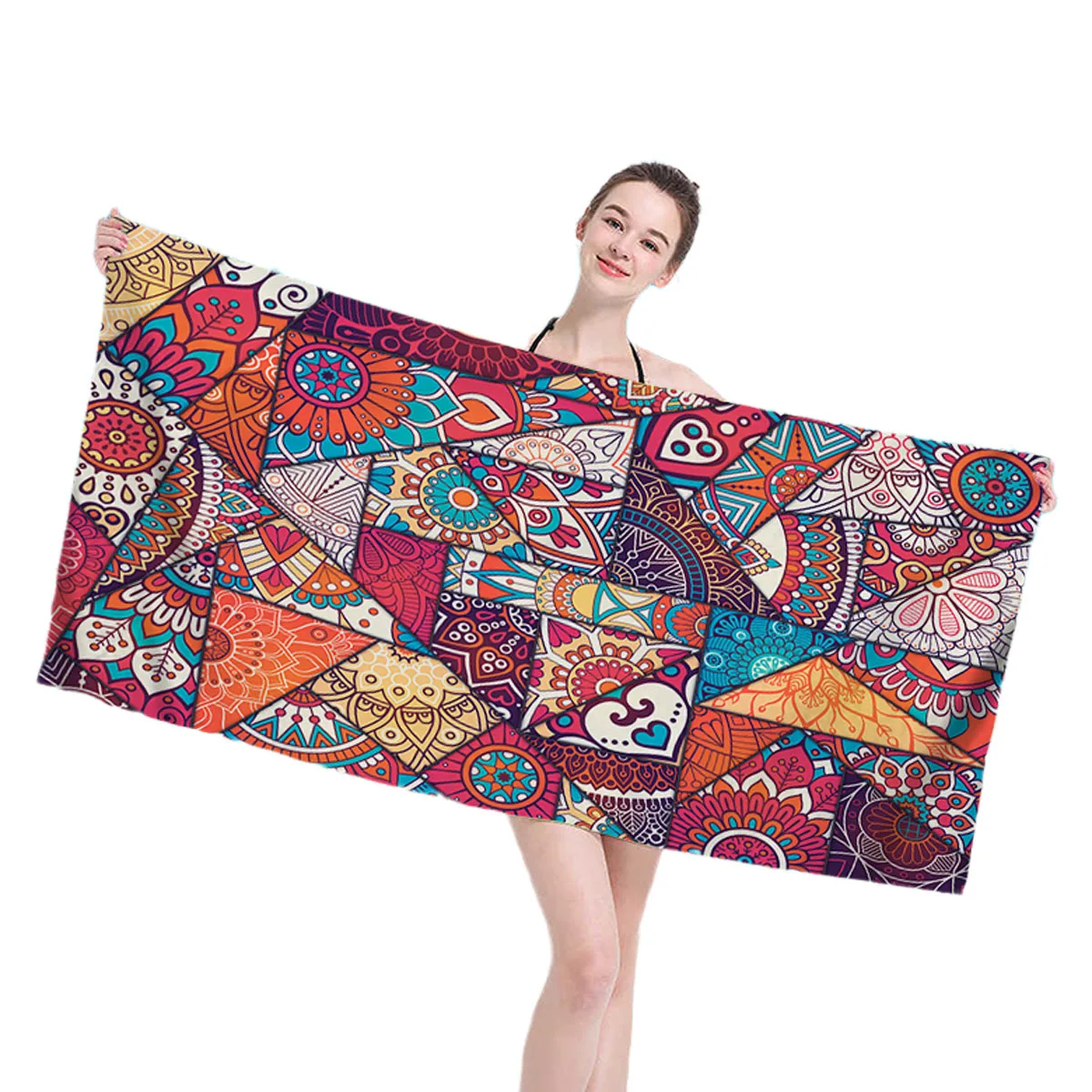 Пляжное полотенце из микрофибры очень большое быстросохнущее для бассейна ярких