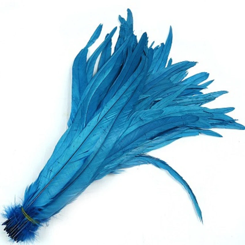50 шт/партия натуральный бирюзовый синий/Озеро Синий Красивые перья петуха 25-30