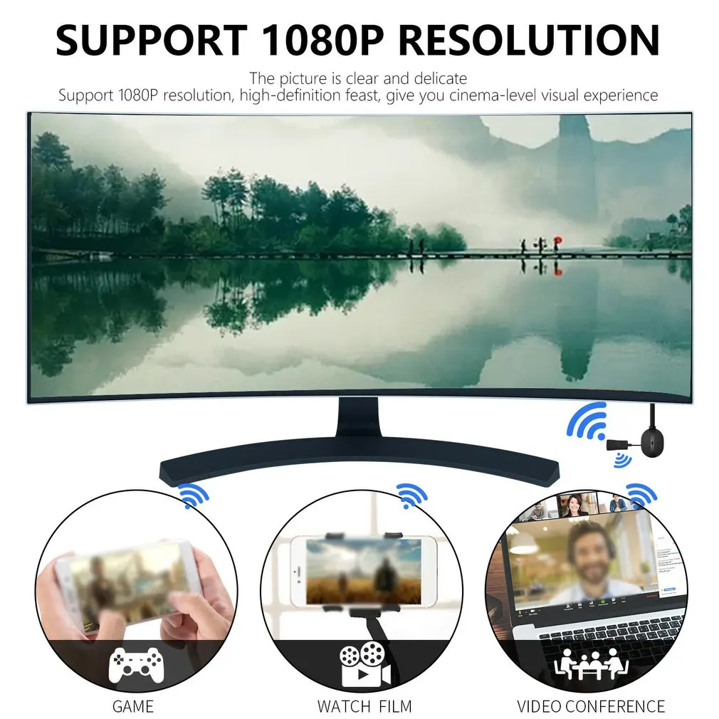 Адаптер для беспроводного дисплея 1080P HD Медиа Видео стример ТВ-Стик ключ Wi-Fi экран