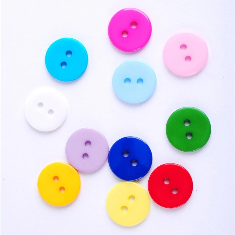 1000 штук разноцветных кнопок для скрапбукинга круглой формы Смола 2 отверстия 11 мм