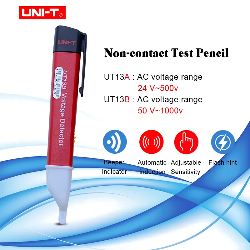 UNI-T UT13A/B ручной детекторы напряжения переменного тока 24V~ 1000 V 50/60Hz вольт тестер ручка регулируемая чувствительность(Высокочувствительный
