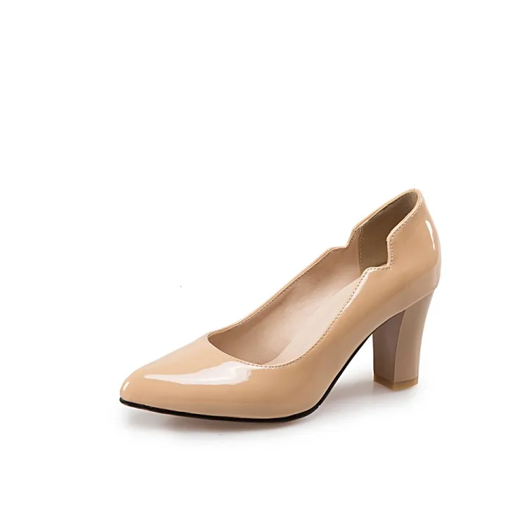 Туфли лодочки женские на высоком каблуке заостренный носок высокий толстый