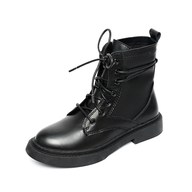 Новые модные женские теплые меховые сапоги черная зимняя обувь из натуральной