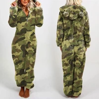 s 2xl 8styles camouflage leopard tie dyeing lattice long sleeve romper hooded jumpsuit casual warm women pajamas sleepwear