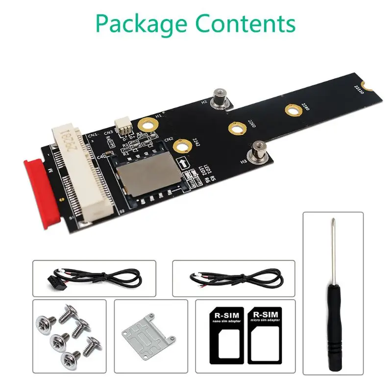 Адаптер M.2 NGFF key M Mini PCI E со слотом для SIM карты модуля WiFi/WWAN/LTE|Компьютерные кабели и