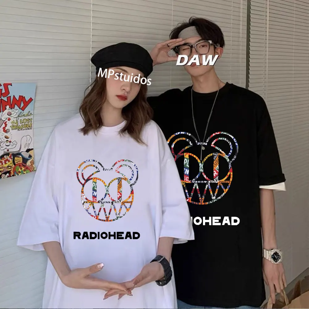 

Anime Cartoon Style Radiohead Print T Shirts Short Sleeve Alternative RockIndie Rock T-shirt Thom YorkeEnglish Rock Band Tees