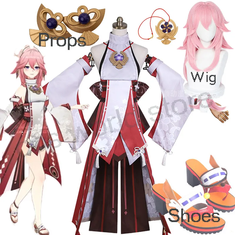 Женский костюм для косплея Game Genshin Impact Yae Miko косплей-костюм игровая униформа парик