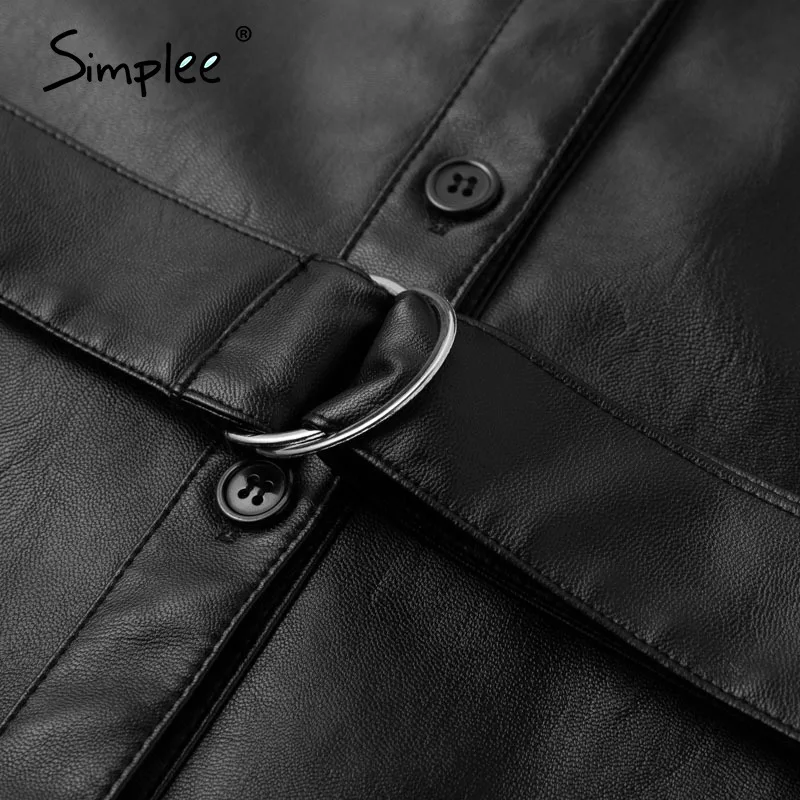 Simplee уличная одежда платье из искусственной кожи прочный ФОНАРЬ Высокая талия