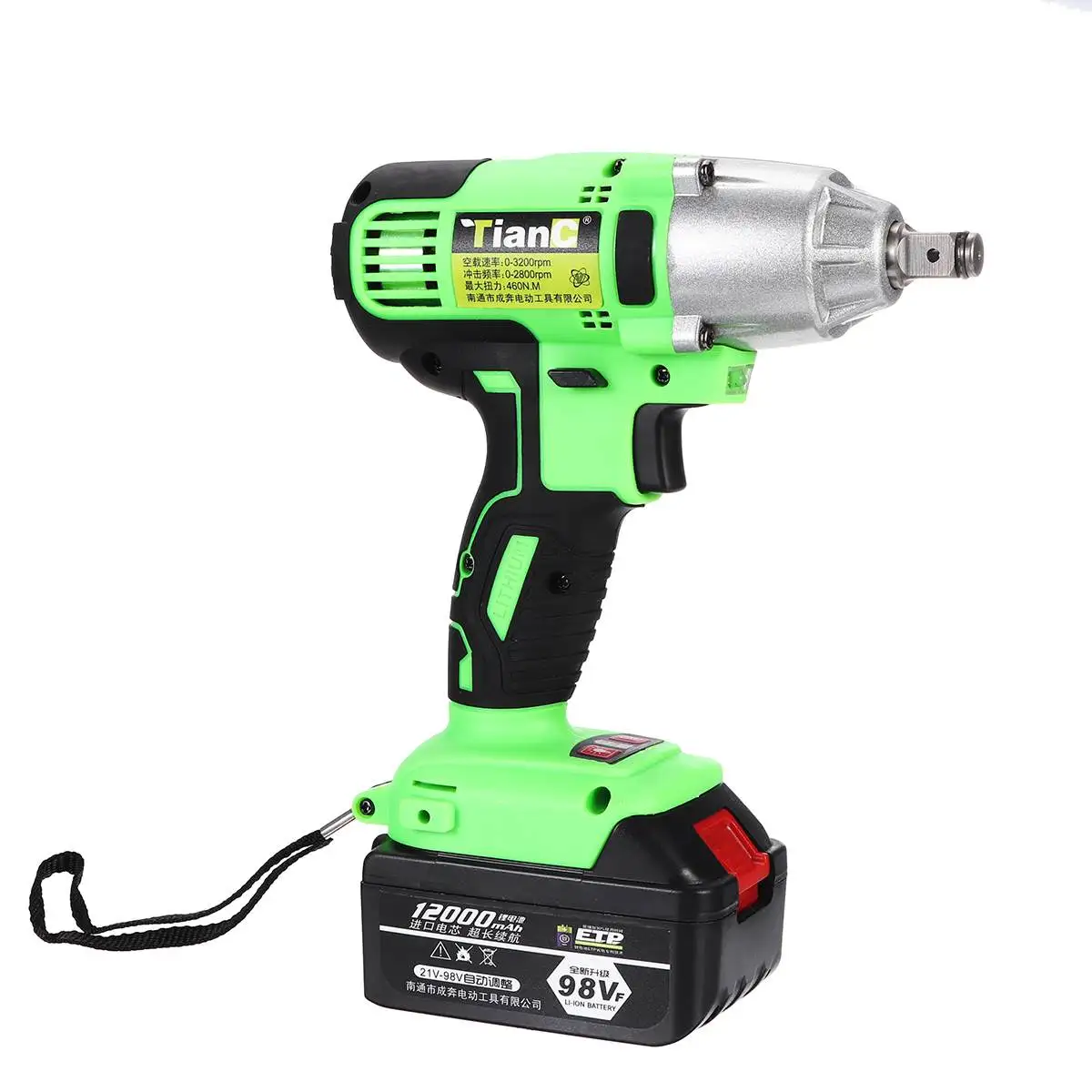 

98VF 12000mAh Brushless Socket Wrench Electric Wrench Cordless Impact Wrench Rechargeable Li-ion 2 Battery Power Tools