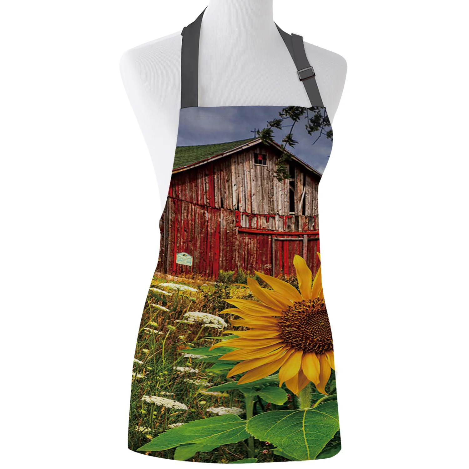 Кухонный Фартук Подсолнух Цветочная ферма деревенский без рукавов женские