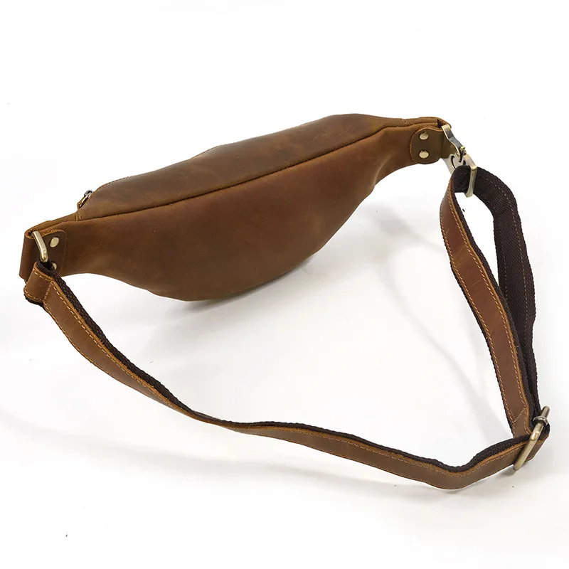 Vintage Genuine Crazy Horse Leather Men Waist Packs Travel Fanny Pack Belt Length Male Small Chest Bag For Phone Pouch |